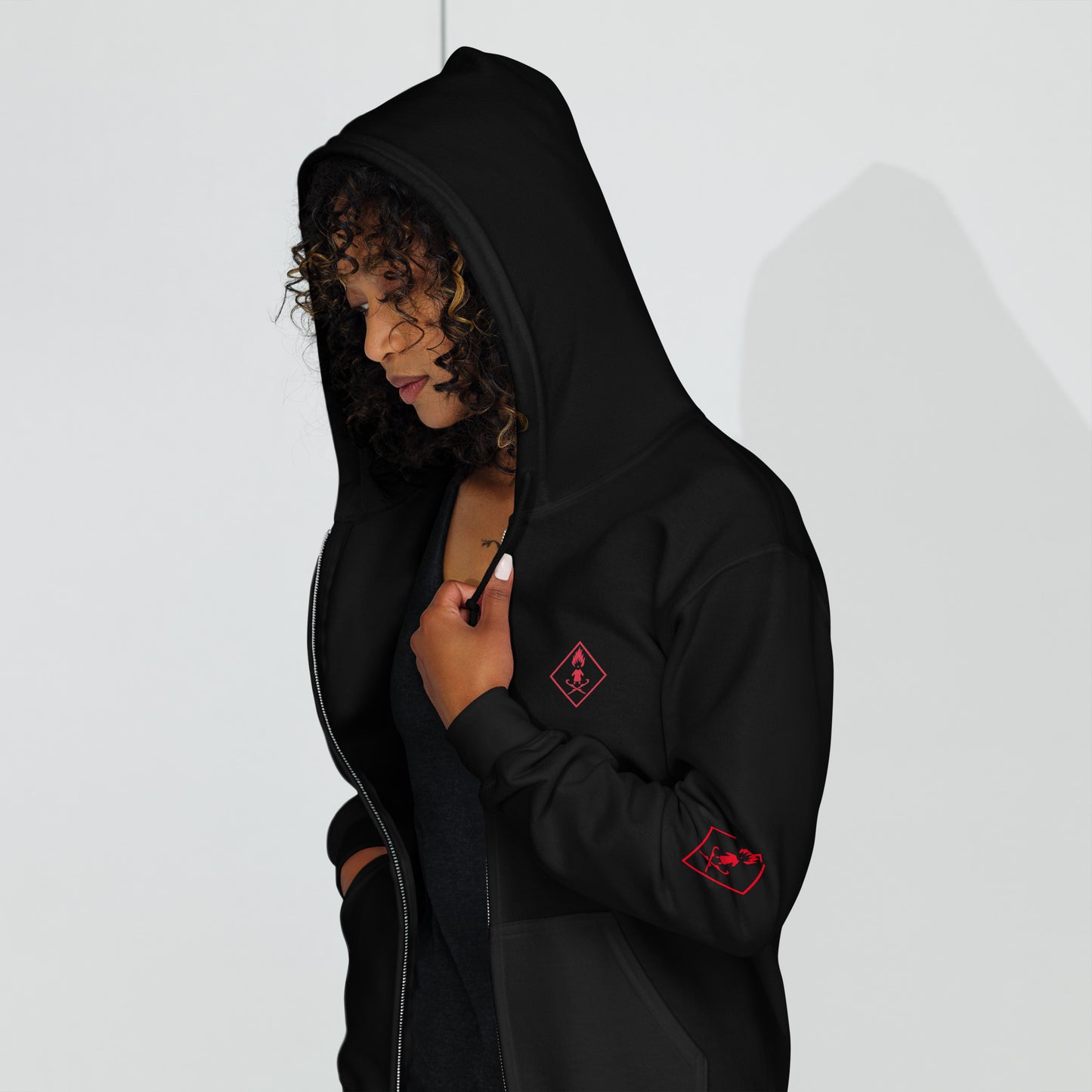 Hoodie zippé femme streetwear patinage artistique The Fire Girl — noir