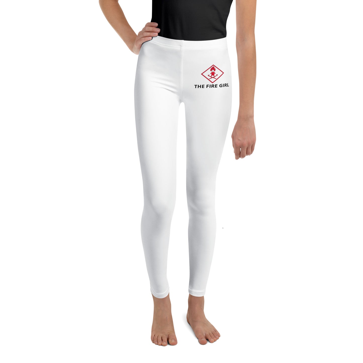 Legging patinage artistique pour adolescente The Fire Girl — blanc imprimé