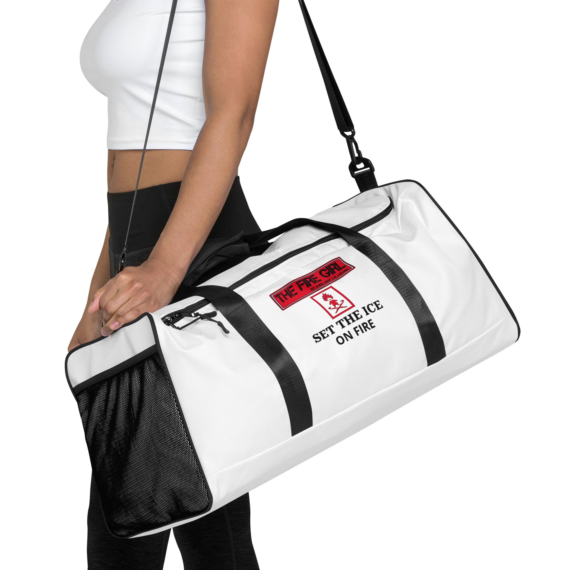 Sac de voyage femme patinage artistique The Fire Girl imprimé all-over Set The Ice On Fire blanc