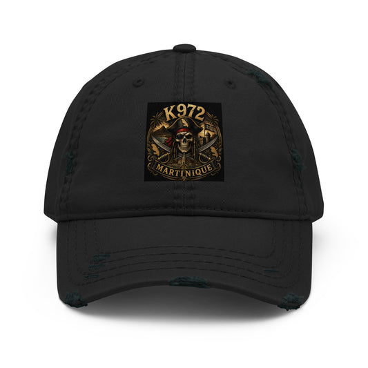 Casquette K972 effet usé dad hat streetwear Martinique - noir vue de face - The Fire Girl