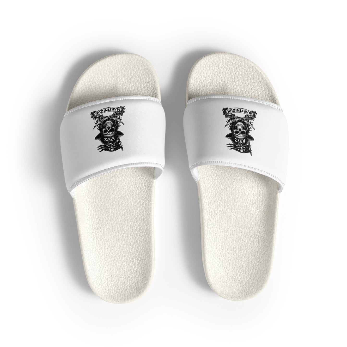 Claquettes K972 homme slides streetwear Martinique - blanc vue de face - The Fire Girl
