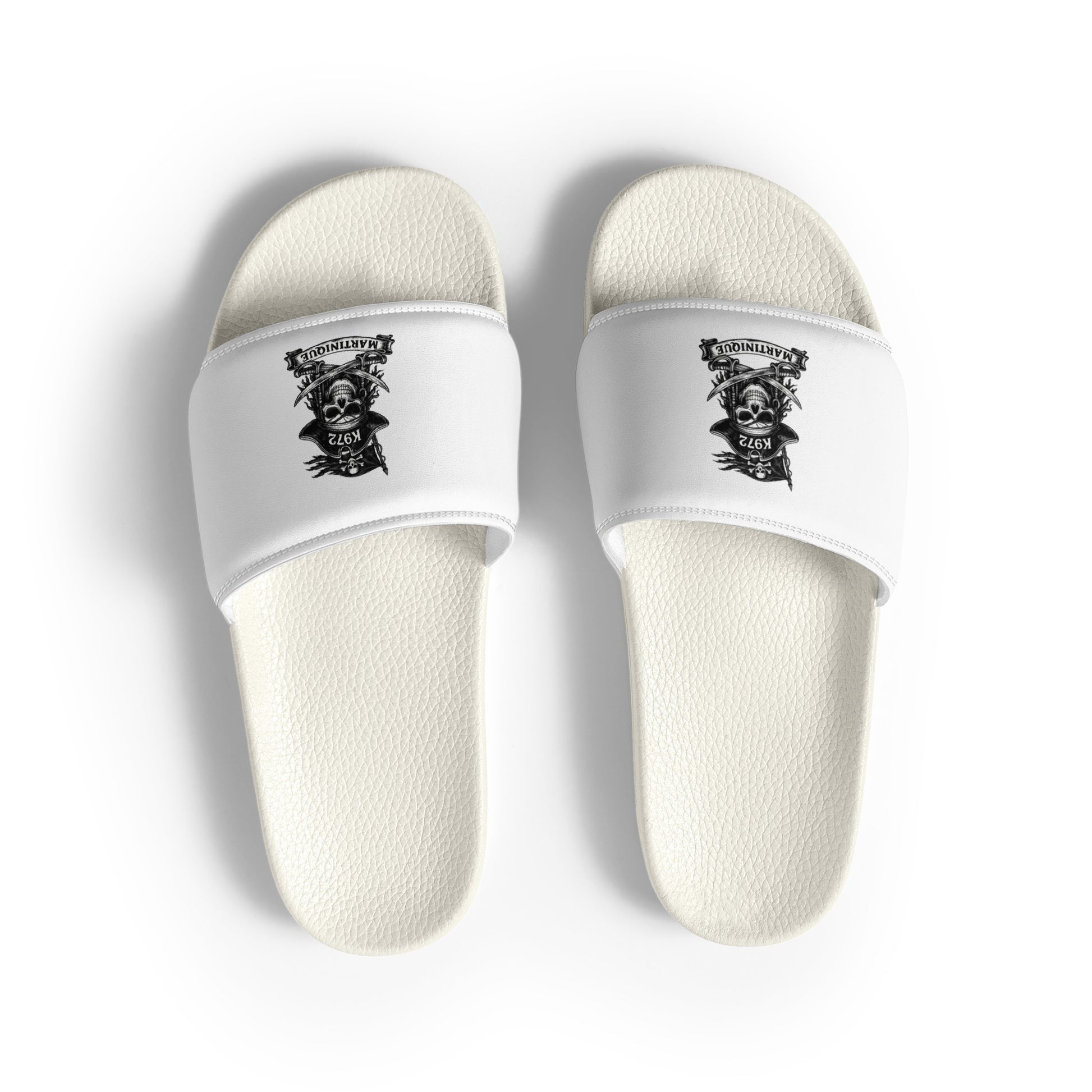 Claquettes K972 homme slides streetwear Martinique - blanc vue de face - The Fire Girl