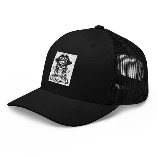 Casquette trucker K972 streetwear Martinique brodée - noir profil gauche - The Fire Girl