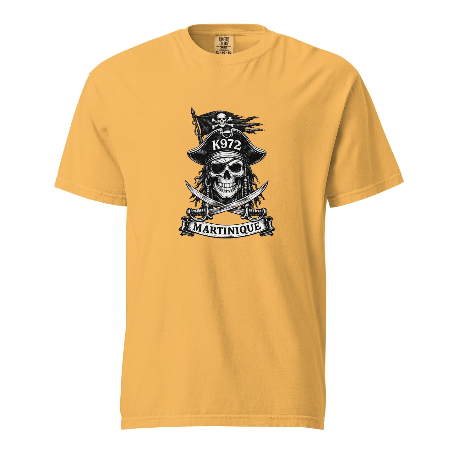 T-shirt K972 teinté lourd unisexe streetwear Martinique - moutarde vue de face - The Fire Girl