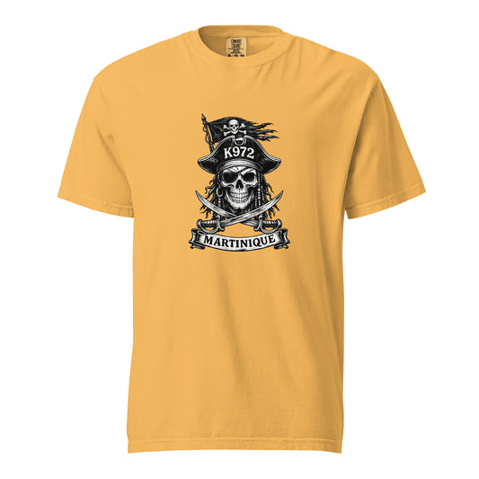 T-shirt K972 teinté lourd unisexe streetwear Martinique - moutarde vue de face - The Fire Girl