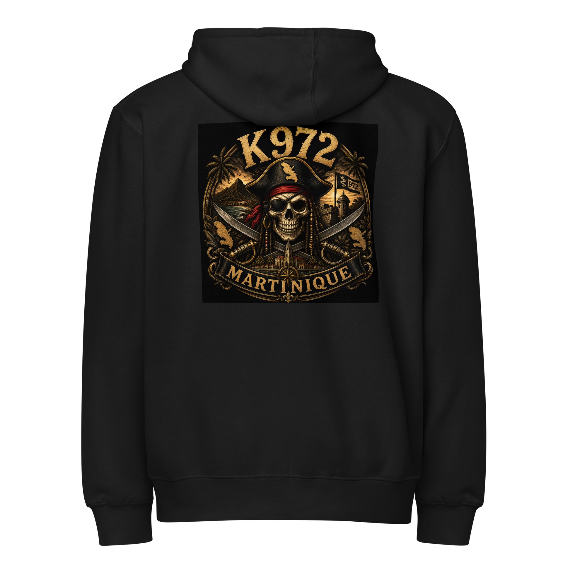 Sweat zippé K972 premium unisexe - noir vue de dos - The Fire Girl