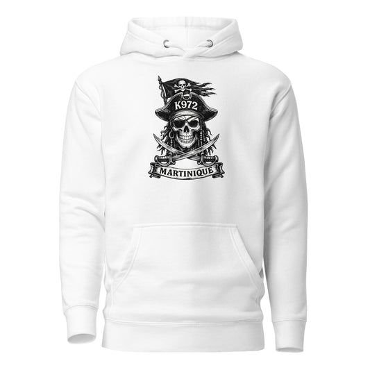 Sweat à capuche K972 unisexe streetwear Martinique - coton premium blanc vue de face - The Fire Girl