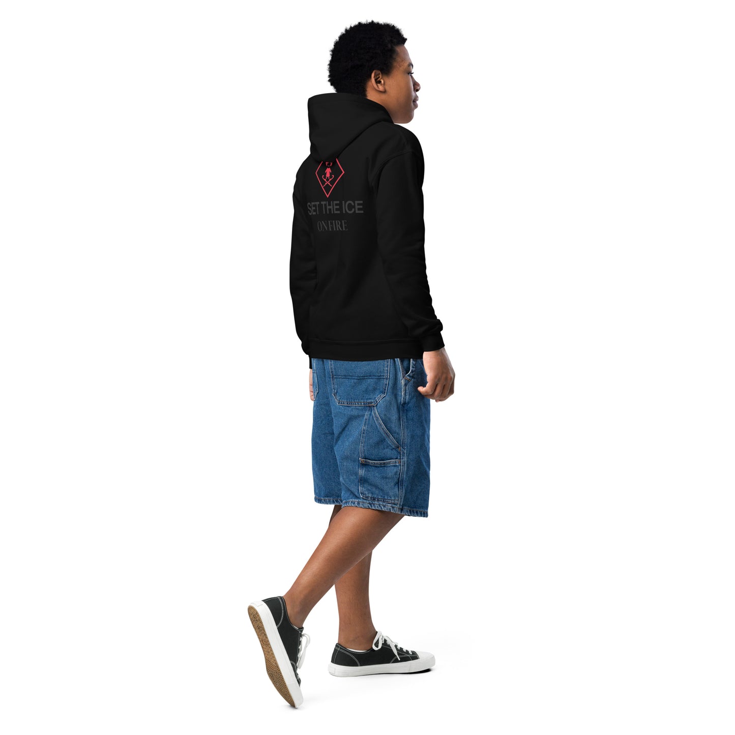 Hoodie enfant The Fire Girl - patinage artistique noir vue de dos alternative