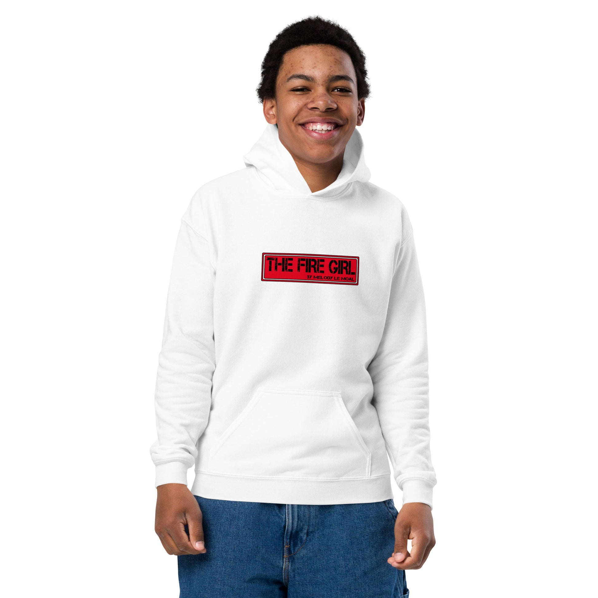 Hoodie enfant The Fire Girl - patinage artistique blanc détail