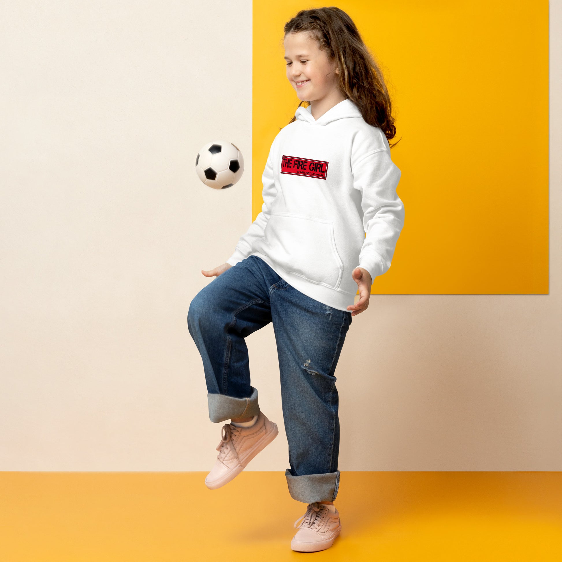 Hoodie enfant The Fire Girl - patinage artistique blanc vue de face