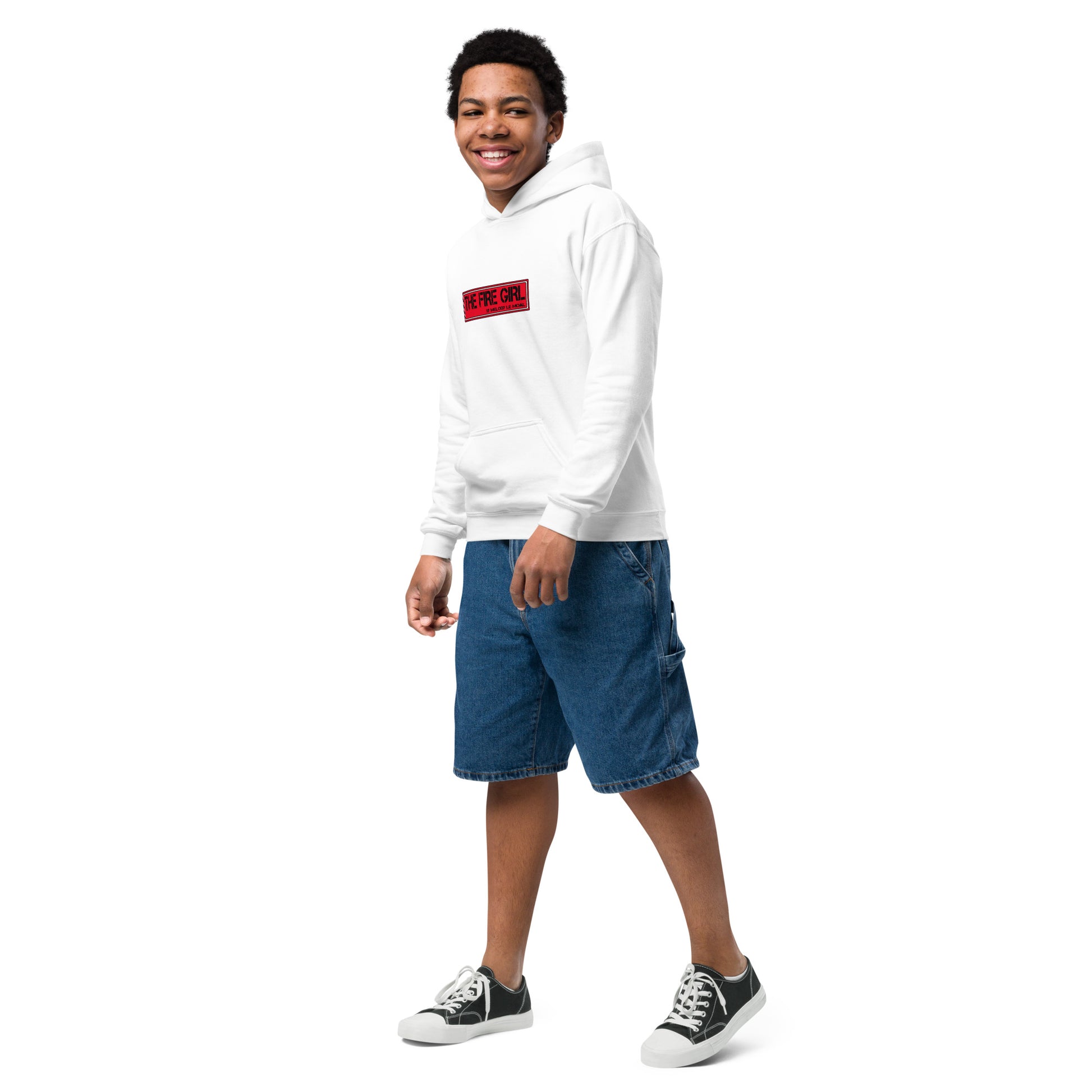 Hoodie enfant The Fire Girl - patinage artistique blanc profil gauche